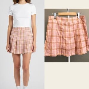 Gorgeous Pink Y2K Skater Mini Plaid Cute Festival Skirt.